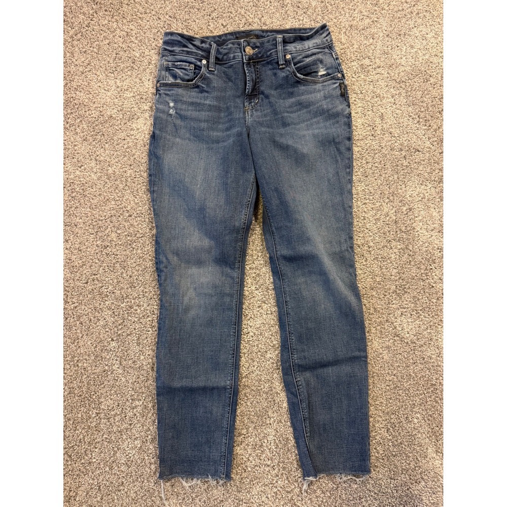 Silver Jeans Co. Boyfriend Jeans Womens 29 Blue Medium Wash Distressed Raw Hem